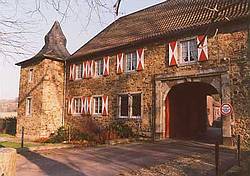 Eingangstor Burg Sülz (Zufahrt von der L288 aus)